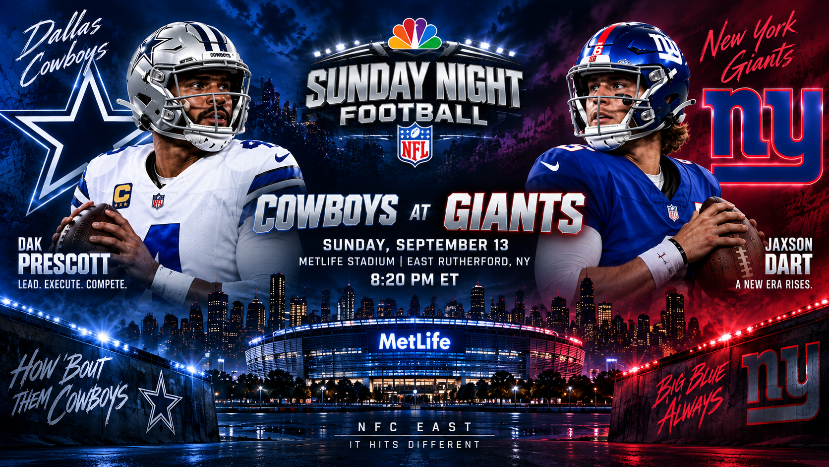 Cowboys Head to New York for a Week 1 Showdown With Giants